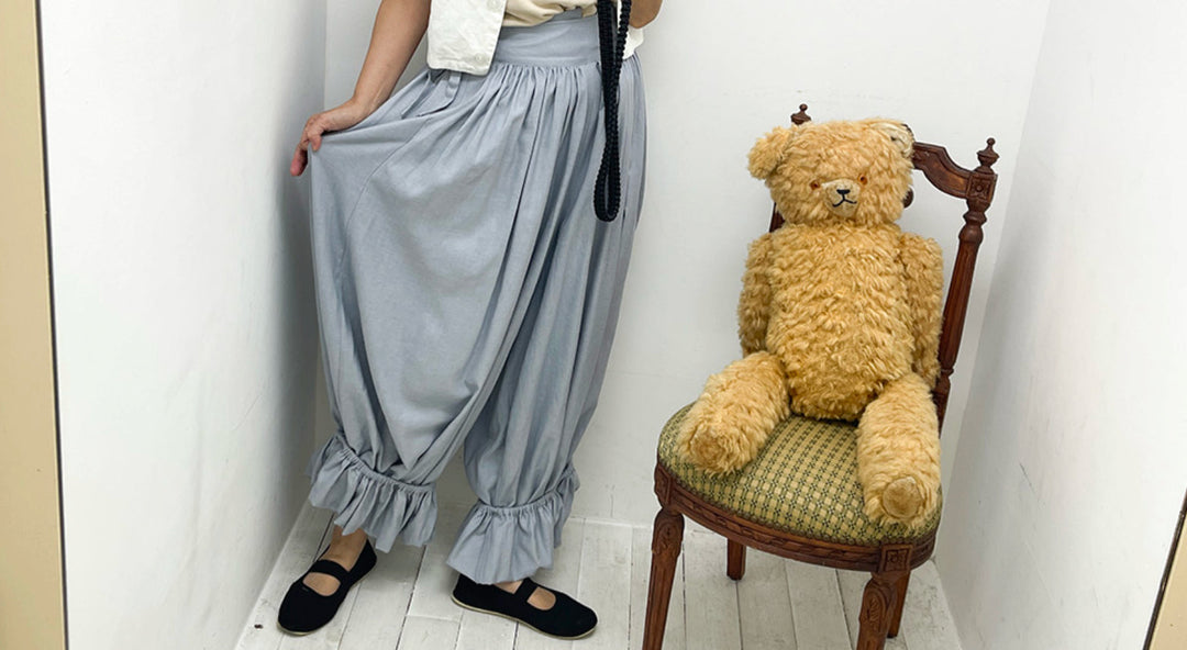 【NEW ARRIVAL】BIG GATHER PANTS ICE BLUE