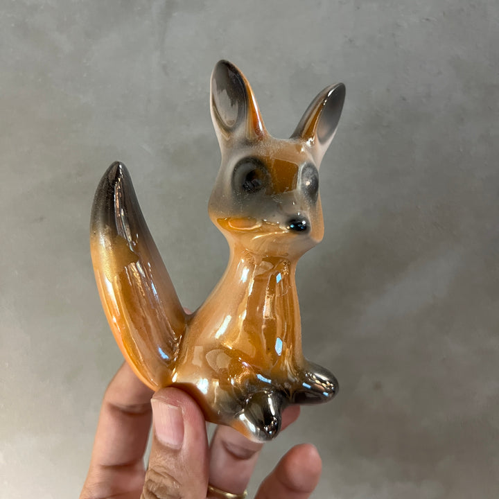 Art deco Antique pottery fox made in Hungary